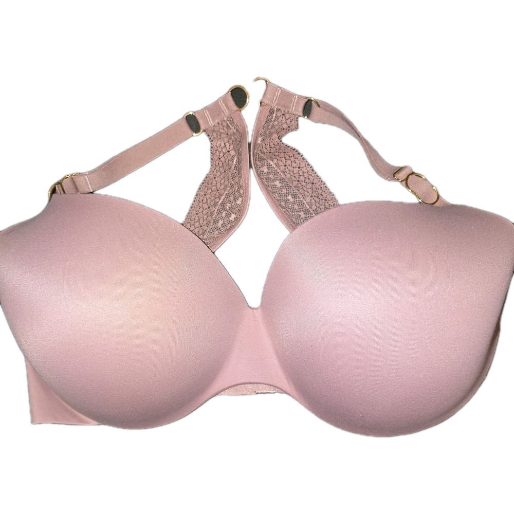 Victorias Secret Incredible Side Smoothing Demi Lace Bra 38DDD Mauve Racerback